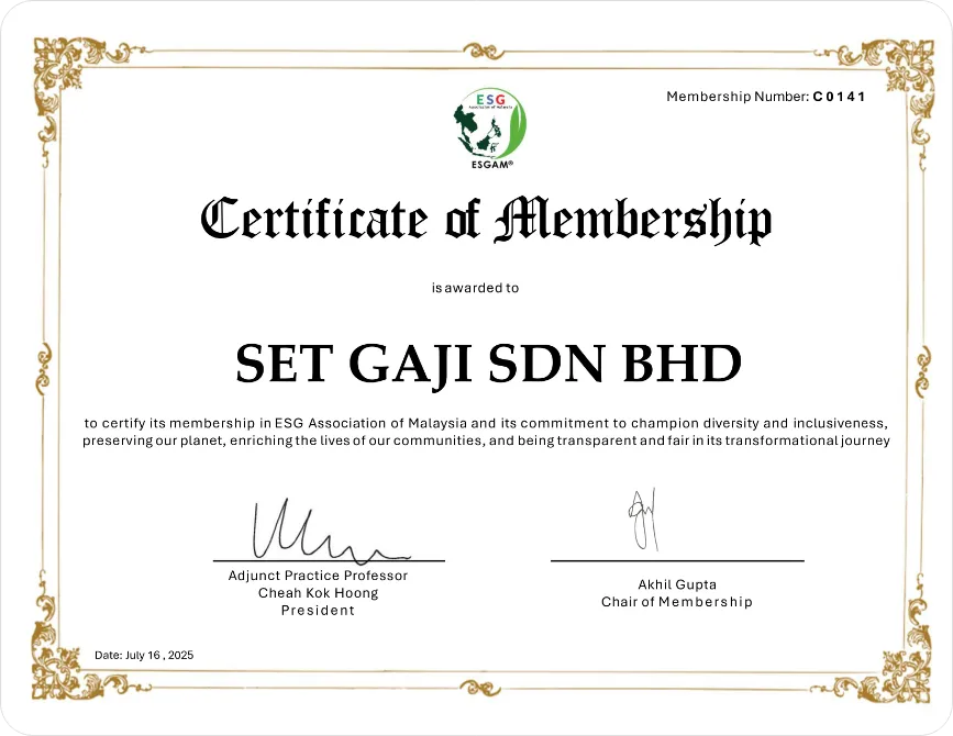 Certificated by ESGAM